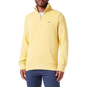 GANT Heren REG Shield Half Zip Sweatshirt, Parchment Yellow, Standard, Parchment Yellow, S