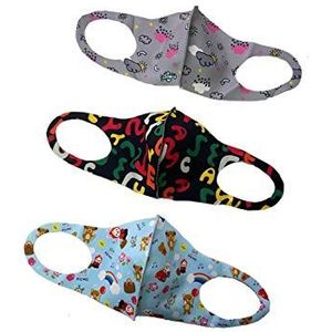 PMR Wasbare gezichtsmaskers voor algemeen gebruik in patroon ontwerp (Pack van 3) …