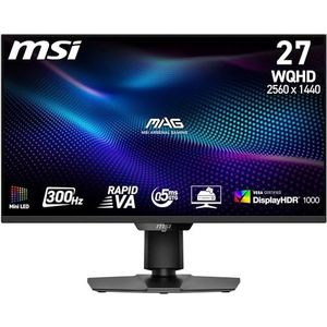 MSI MAG 274QPF X30MV Gaming Monitor 27 inch WQHD - Rapid VA Mini-LED 2560 x 1440, 300 Hz/0,5 ms, DisplayHDR 1000, HDMI 2.1, DP 1.4a, kantelbaar/hoogte verstelbaar, zwart