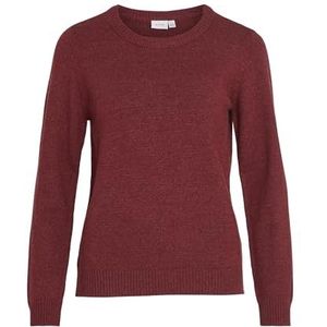 Vila Dunne gebreide trui basic stretch bovendeel lange mouwen ronde hals sweater VIRIL, Cabernet/detail: donker melange, XS