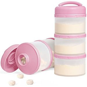 Termichy Melkpoeder portioneerder baby stapelbaar melkpoeder opbergdoos 2 stuks (babyroze-2)