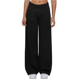 Urban Classics Damesbroek Dames Organic Pleated Cotton Pants Black 26, zwart, 26