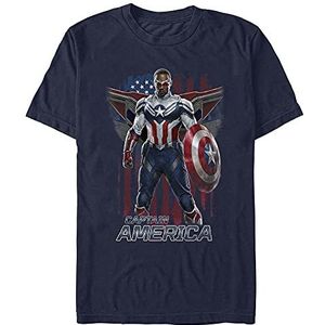 Marvel The Falcon and the Winter Soldier - Shield Cap Logo Unisex Crew neck T-Shirt Navy blue L