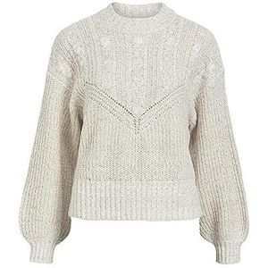 Object Objnova Stella Cable Knit Pullover Noos Gebreide trui voor dames, Humus/detail: melange, L