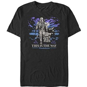 Star Wars: The Mandalorian - Galaxy Unisex Crew neck T-Shirt Black 2XL