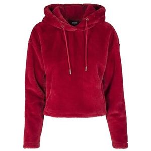 Urban Classics Oversized korte teddy-hoodie voor dames, rood (Burgundy 00606), M Grote maten