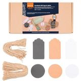 Vaessen Creative Florence Gekleurd karton, cadeaulabels en etiketten, wit/bruin/zwart, 300 stuks, set met klassieke, cirkelvormige kraftpapieren hangers