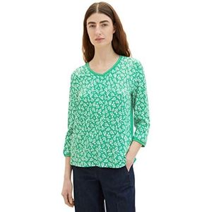 TOM TAILOR Dames T-shirt 1035850, 31117 - green floral design, XXS