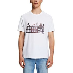 edc by Esprit T-shirt met ronde hals en print, 100% katoen, wit, XXL