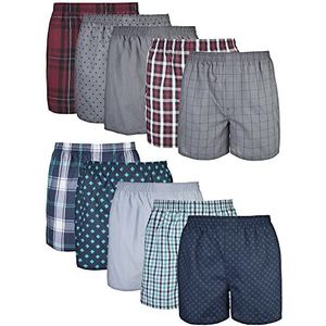 Gildan Men's Woven Boxers, Multipack, Mixed Red/Blue Assorted (10-Pack), Large