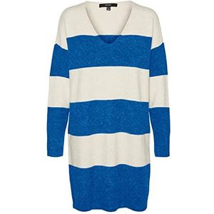 VERO MODA VMDOFFY LS V-hals jurk GA Boo jurk voor dames, Skydiver/Detail: Melange W. Birch Melange Stripes, L, Skydiver/Detail: melange W. Berk Melange Stripes, L