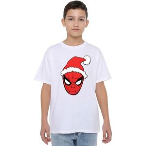 Spiderman Kerstman Hoed Unisex Kids T-shirt, wit, 7-8 jaar, Wit, 7-8 jaar