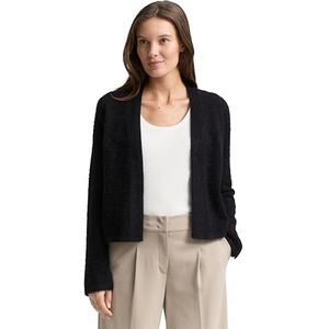 TOM TAILOR Cardigan gebreide jas voor dames, 39241 - Zwarte streep met veergaren, XL
