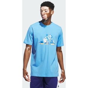 adidas Heren blauw zomer logo grafisch T-shirt