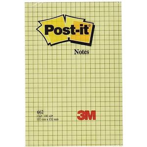 Post-It Gele notities, geruit, groot, 102 x 152 mm, 100 vellen, 6 stuks