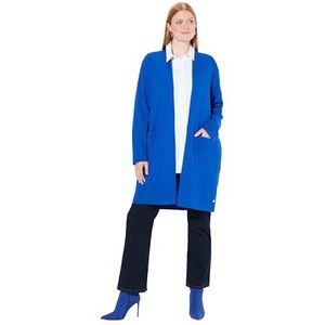 Ulla Popken Grote maten grote maten plussize gebreide jas, lang, open vorm, zacht fijn gebreid, kobaltblauw, 54-56