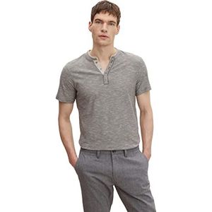 TOM TAILOR Uomini Henley T-shirt met fijne strepen 1031879, 29880 - Tarmac Grey Fine Stripe, XS