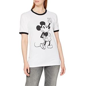 Disney Mickey Mouse Peace T-shirt voor dames, Wit (Wit/Zwart Wbl), 34