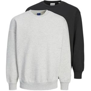 Jack & Jones JJECHARGE Sweat Crew Neck 2PK MP, Wit Melange/Pack: w. Zwart, S