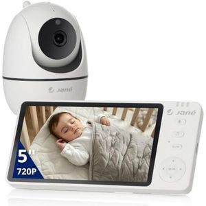 Jané Eye Pro Babymonitor, babymonitor met roterende camera, gemotoriseerde helling, 5-inch display, bidirectionele audio, nachtzicht, met muziek, laag stroomverbruik