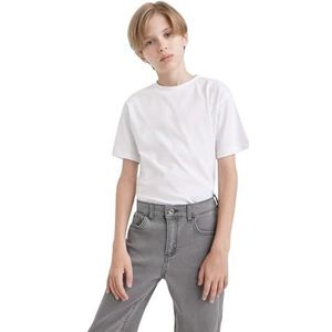 DeFacto T-shirt Jongens - Hoogwaardig en trendy T-shirt voor jongens - T-shirt Kinderen Jongens Wit 11/12 Y, wit, 11-12 Jaar