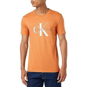 Calvin Klein Jeans S/S T-shirts voor heren, Oranje (verbrande klei/helder wit), XXS