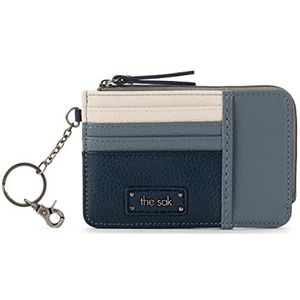 The Sak Dames Iris kaart portemonnee lederen stoffig blauw blok kleine iris lederen kaarthouder