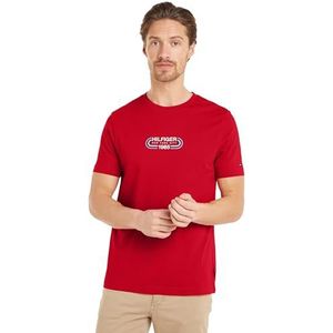 Tommy Hilfiger Heren Hilfiger Track Graphic Tee S/S T-shirts, rood, S, Primair Rood, S