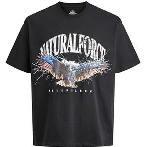 JACK & JONES - Shirt - Blauw - Ronde Hals - Kwartmouw