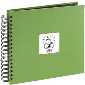 Hama Fotoalbum 28 x 24 cm (spiraalalbum met 50 zwarte pagina's, fotoboek met pergamijn-scheidingsbladen, album om in te plakken en zelf vorm te geven), groen