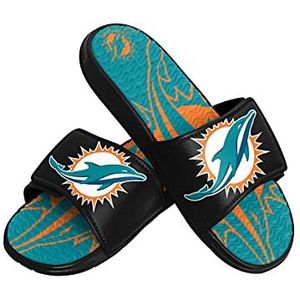 FOCO Miami Dolphins NFL Mens Colorblock Big Logo Gel Slides - L