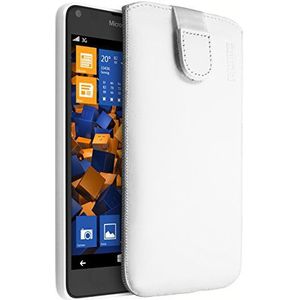 Mumbi REAL lederen hoes voor Microsoft Lumia 640 Bag Leather Case wit (plaat met retraite functie uittrekken)