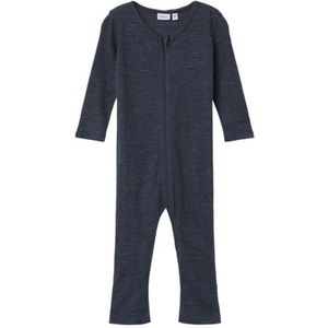 NAME IT Jongens Nmmwossa Wool/Silk Rib Nightsuit slaapoverall, blauw, 92 cm
