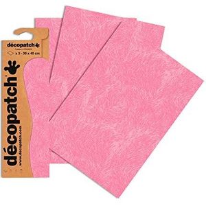 Décopatch - Ref C667O - Pink Animal Fur Print Paper Pack - Elk vel 30 x 40cm, pak van 3 vellen papier - Best gebruikt met Décopach lijm & lak, roze