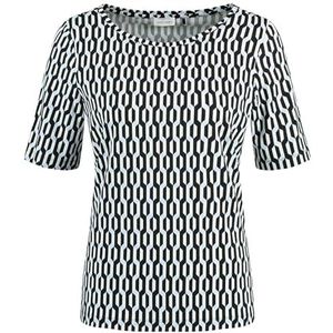 T-shirt 1/2 mouw, Zwart/Offwhite/Blue Graf.print, 38