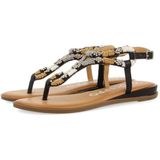 GIOSEPPO - NYSSA - Damessandalen - Zwart - Leer met Kleurrijke Stenen