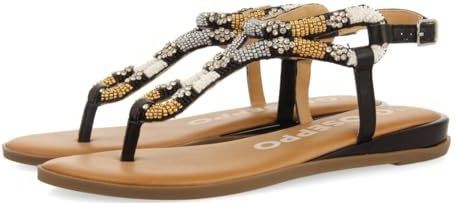 GIOSEPPO - NYSSA - Damessandalen - Zwart - Leer met Kleurrijke Stenen