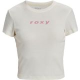 Roxy - Beach Love - T-shirt - Wit - Platte Ribkatoen, Normale Cropped Pasvorm