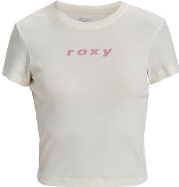Roxy - Beach Love - T-shirt - Wit - Platte Ribkatoen, Normale Cropped Pasvorm