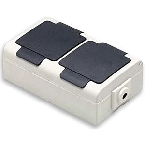 Duits opbouwstopcontact, 2-weg, grijs, perfect voor elektrische installaties buiten en thuis.