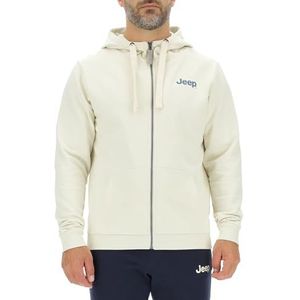 JEEP O102890-W497 J Heren Sweatshirt met capuchon en doorlopende ritssluiting - Retro Print, Star & Grids motief Paddenstoelen J23W Heren Birch White XL