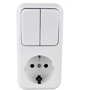 Schuko-sokkel met dubbele schakelaar, perfect voor het regelen van het licht en voor het aansluiten van elektrische apparaten overal.