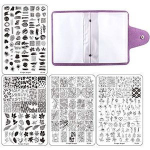 FingerAngel XL07-10 Nagelkunst-stempelplaten met stempelmotief, 4 stuks