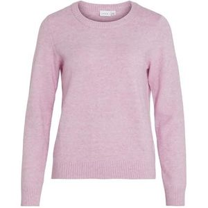 VILA Trui dames Viril O-hals L/S Knit Top - Noos , Pastel Lavender/Detail: licht Melange , XXL