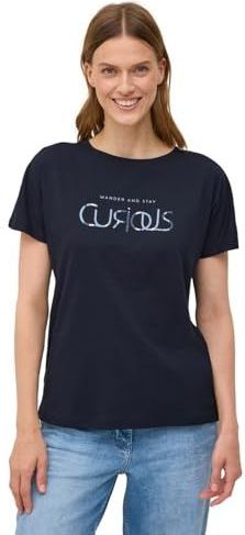 Cecil - T-shirt - Urban dark blue - Met Tekst - Korte Mouwen