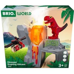 BRIO World – 36092 Dinosaurussen met vulkaanuitbarsting | Set speelgoedtreintjes voor kinderen vanaf 3 jaar