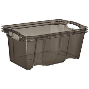 keeeper Multi-Box S Opbergdoos met geïntegreerde handgrepen, 6,5 l, 35 x 21 x 15 cm, Franz, Transparant, Crystal Grey