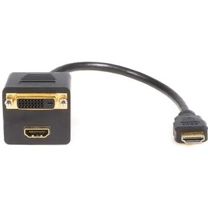 HDMISPL1DH - kabel-interface/adapter (HDMI, HDMI + DVI-D, male connector/vrouwelijke connector, 0,3 m, zwart)