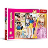 Trefl - Puzzle Glitter: Glitter Barbie - Glitterpuzzel met 100 Stukjes - Glanzende Puzzel met de Populairste Pop ter Wereld, Creatieve ontspanning, Plezier voor Kinderen vanaf 5 jaar