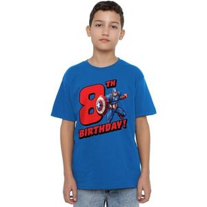Captain America Birthday 8 Uniseks T-shirt voor kinderen, koninklijk, 5-6 jaar, Koninklijk, 5-6 jaar